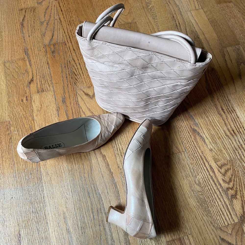 Matching Bally Italian Leather Handbag and Shoes